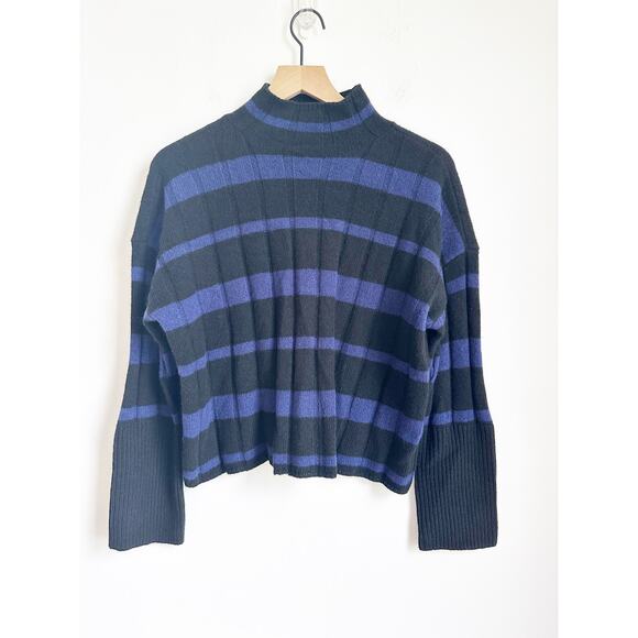 NWT Madewell 100% Recycled Cashmere XXS Blue Black Stripe - Picture 2 of 5